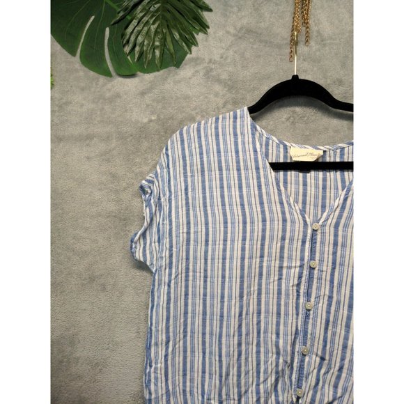 šUNIVERSAL THREAD 100% Rayon Women Tie Waist Blouse Summer Striped S(4-6) - Picture 3 of 12